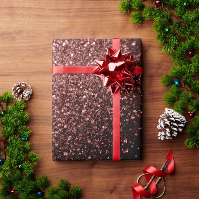 Brown Red faux Glitter sparkles Wrapping Paper (Holiday Gift)