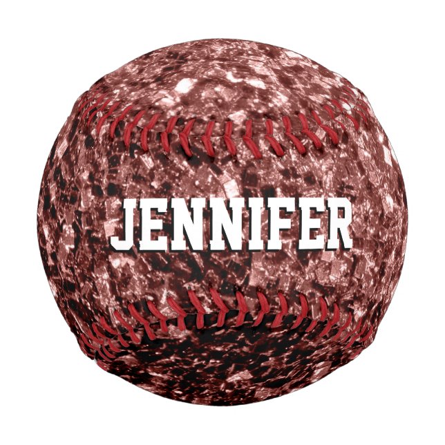 Brown red glitter sparkles Your name Team Baseball (Back)