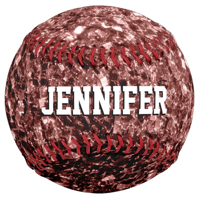Brown red glitter sparkles Your name Team Softball (Back)