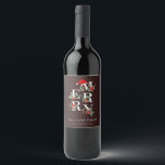 Brown Red Green White Merry Christmas Foliage  Wine Label<br><div class="desc">If you need any further customisation please feel free to message me on yellowfebstudio@gmail.com.</div>