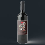 Brown Red Green White Merry Christmas Foliage  Wine Label<br><div class="desc">If you need any further customisation please feel free to message me on yellowfebstudio@gmail.com.</div>