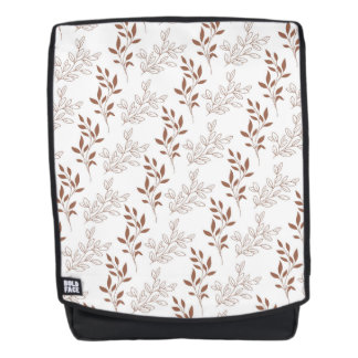 Brown Red Retro Vintage Leaf Pattern  Backpack