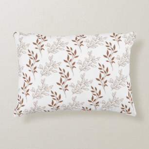 Brown Red Retro Vintage Leaf Pattern Decorative Cushion