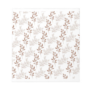 Brown Red Retro Vintage Leaf Pattern Notepad