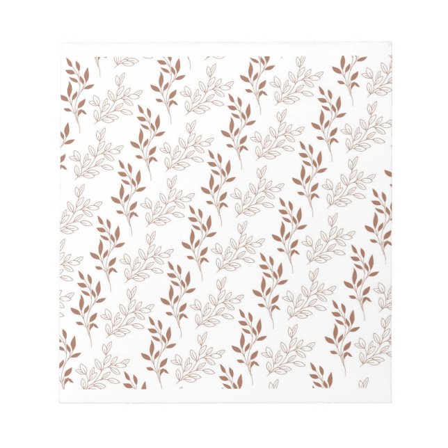 Brown Red Retro Vintage Leaf Pattern  Notepad (Front)