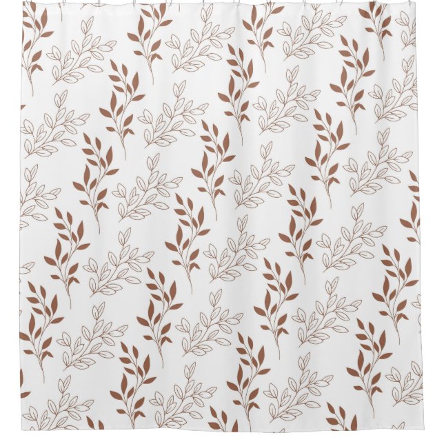 Brown Red Retro Vintage Leaf Pattern  Shower Curtain (Front)