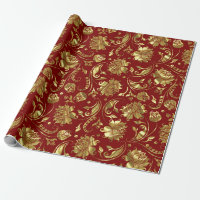 Brown-red & Shiny Gold Damask Pattern