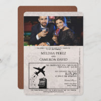 Brown Reno Passport Wedding Invitation