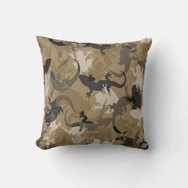 Brown Reptile Camouflage Reversible Pillow (Front)