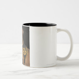 Brown rescue dog with adopt me vest Two-Tone coffee mug