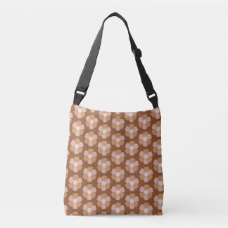 Brown Retro 70s Neutral Flowers  Crossbody Bag