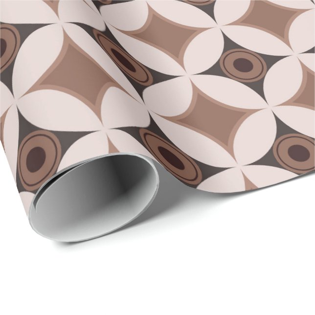 Brown Retro Atomic 50s Diamonds Pattern Wrapping Paper (Roll Corner)