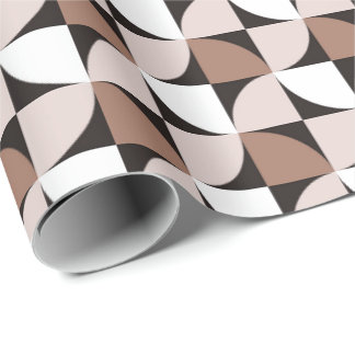 Brown Retro Atomic 50s Shapes Pattern Wrapping Paper