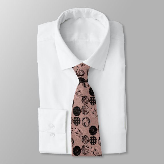 Brown Retro  Christmas pattern  new year  Tie (Tied)
