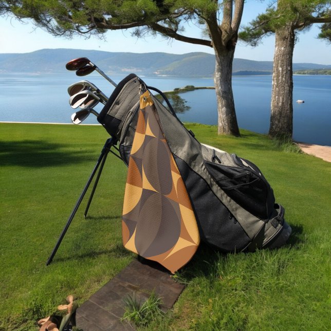 brown retro circles golf towel (Golf Towel)