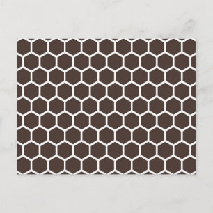 Brown Retro Colourful Modern Honeycomb Pattern Postcard