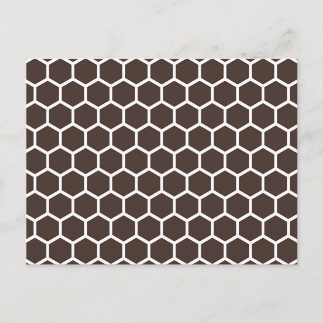 Brown Retro Colourful Modern Honeycomb Pattern Postcard (Front)