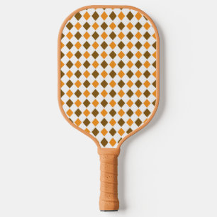 Brown retro diamond pattern pickleball paddle