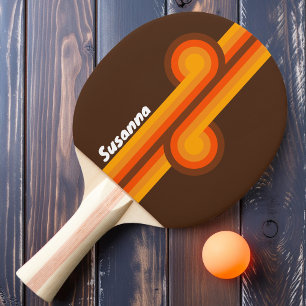 Brown Retro Loops with Name Ping Pong Paddle