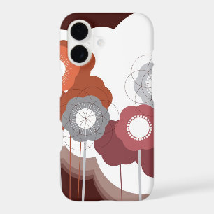 Brown Retro Mod Flowers Cute Art Blooms Phone Case