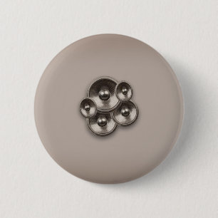 Brown retro music speakers 6 cm round badge