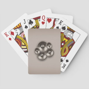 Brown retro music speakers playing cards