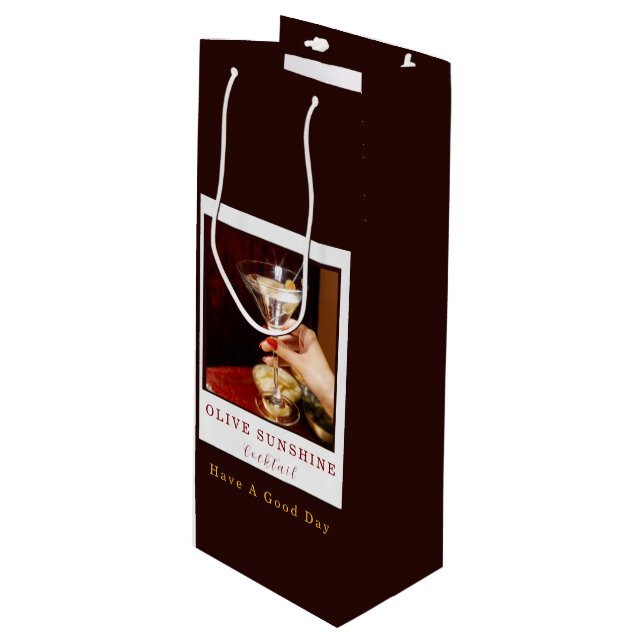 Brown Retro Olive Sunshine Cocktail Gift Bag (Front Angled)