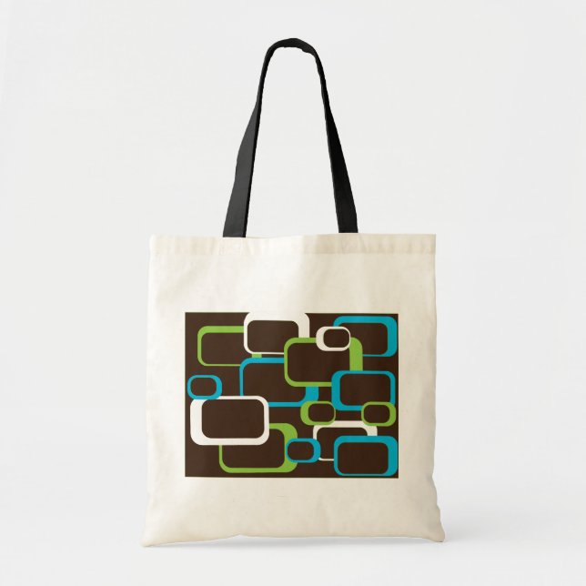 brown retro squares tote bag (Front)