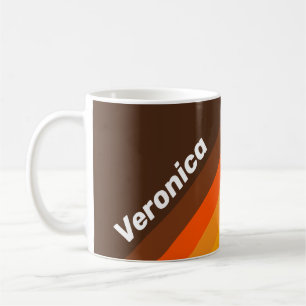 Brown Retro Stripes with Name Coffee Mug