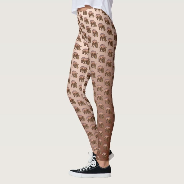 Brown Rhinoceros Pattern, Leggings (Left)