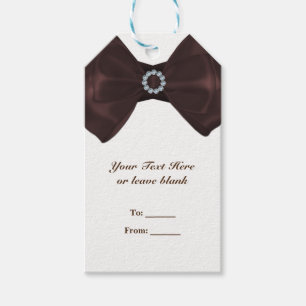 Brown Ribbon & Diamonds Bridal Shower Elegant Gift Tags
