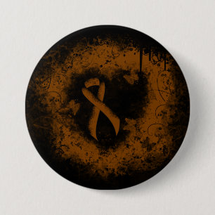 Brown Ribbon Grunge Heart 7.5 Cm Round Badge