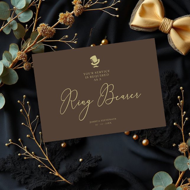 Brown Ring Bearer Chic Wedding Simple Proposal (Brown Ring Bearer Chic Wedding Simple Proposal Card.)