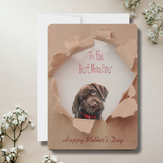Brown Ripped Paper Dog Mum Mother's Day Card  (Mothers Day is a great time to show mom how special she is, but any day is a day to say I love you!)