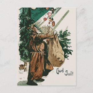 Brown Robe Santa Claus Christmas Holiday Postcard