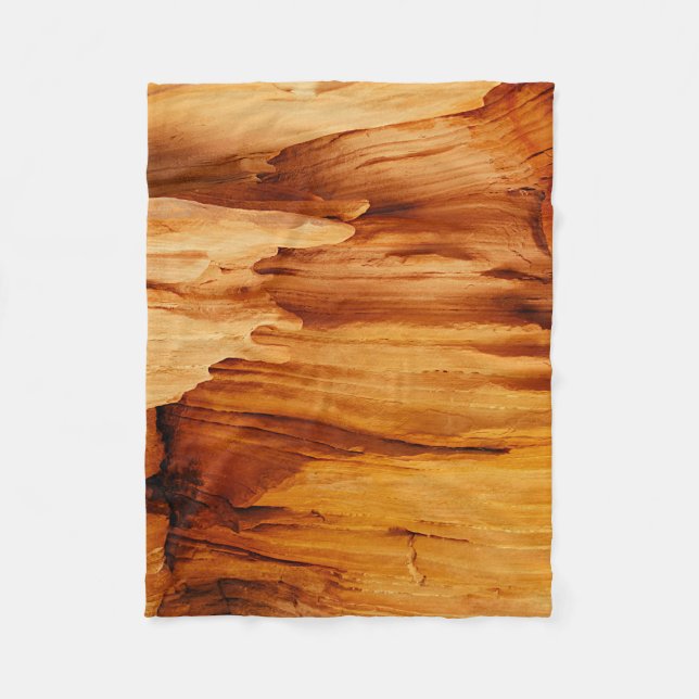 Brown rock formation fleece blanket (Front)