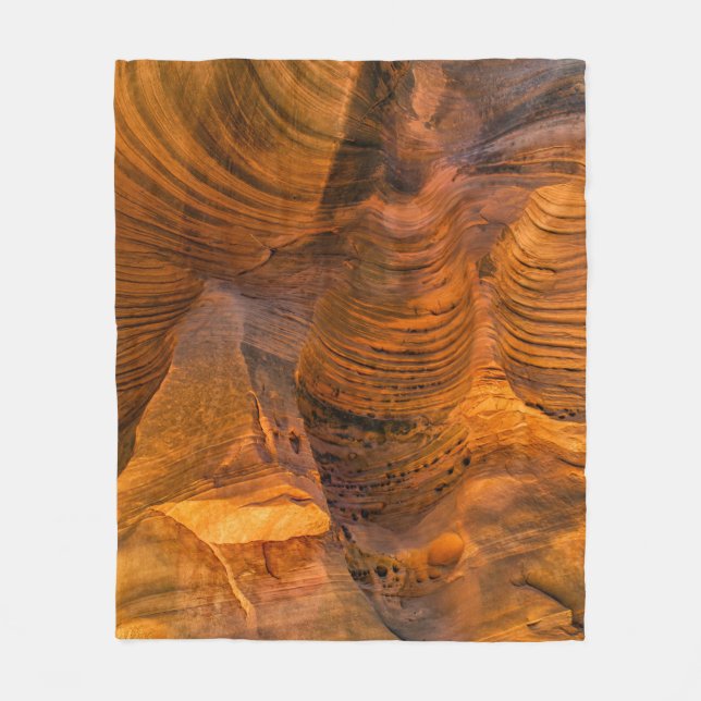 Brown rock formation fleece blanket (Front)