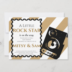 Brown Rock Star Rock a Bye Baby Shower Invitation