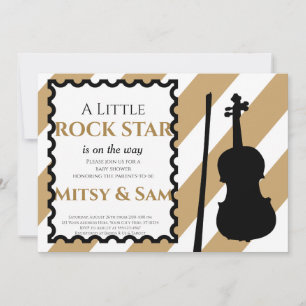 Brown Rock Star Rock a Bye Baby Shower Invitation