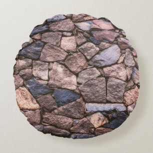 Brown rock wall round cushion