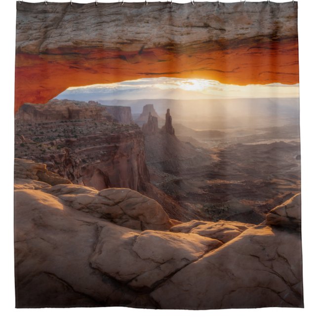 BROWN ROCKY MOUNTAIN DURING SUNSET SHOWER CURTAIN (Front)