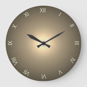 Brown Roman Numerals Large Clock
