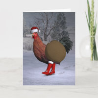 Brown Rooster Santa Claus
