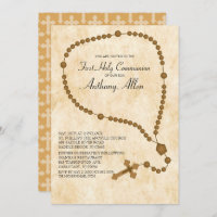 Brown Rosary Beads First Holy Communion