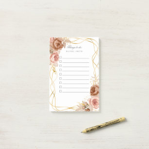 brown roses golden to do list post-it notes