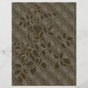 Brown Roses Stencil Floral Scrapbook Paper