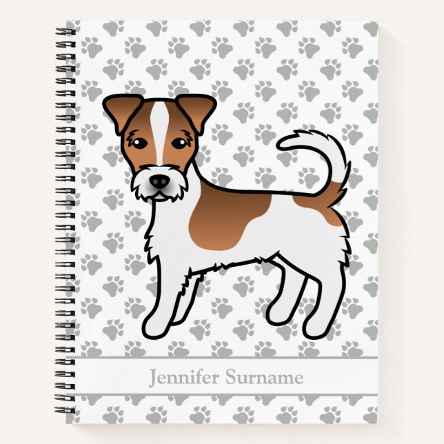 Brown Rough Coat Jack Russell Terrier Dog & Name Notebook (Front)