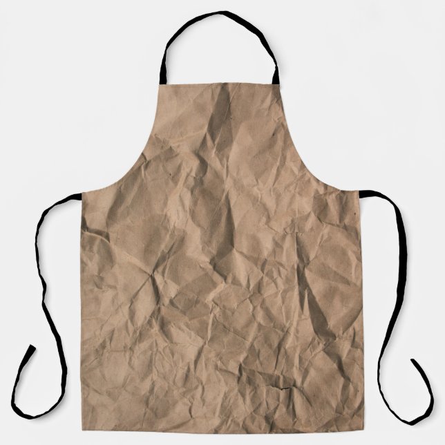 Brown rough crumpled recycled paper texture apron (Front)