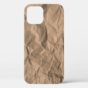 Brown rough crumpled recycled paper texture iPhone 12 case