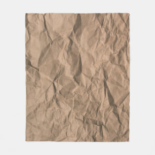 Brown rough crumpled recycled paper texture fleece blanket